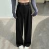 Новые модные свободные широкие брюки с высокой талией, женские тонкие прямые повседневные костюмы, брюки, офисные женские элегантные однотонные женские брюки 24268