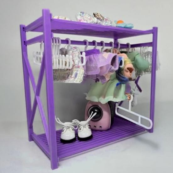Мини кукольный шкаф с 10 вешалками Шкаф для хранения кукольной одежды для демонстрации Аксессуары для кукольного домика