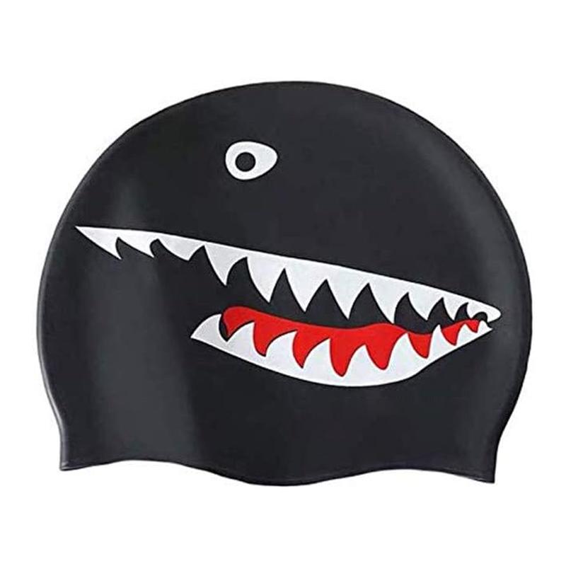 Custom Shark Printing Novelty Funny Aviator Swim Hat Silicone Swimming Caps