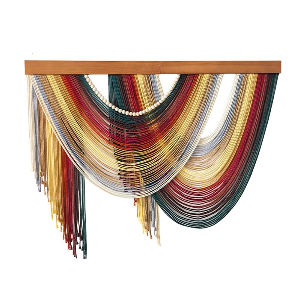 Wall Art Bohemian Wall Decor Wooden Macrame Wall Hanging Handmade Tassel Tapestry Household