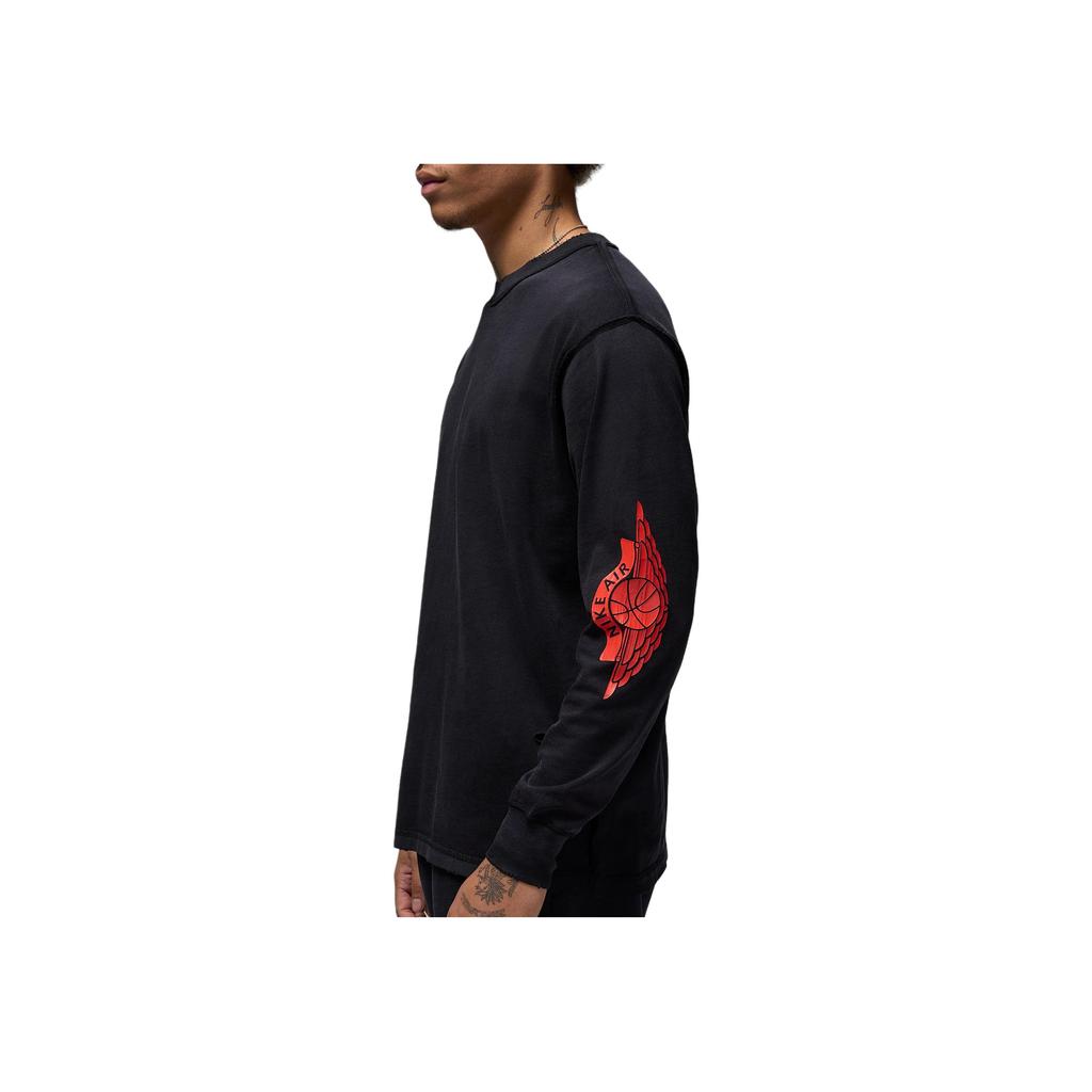 Nike SS25 Rare Air Fashion Удобный пуловер с длинным рукавом Футболка мужская Топы Черный Чили-Красный IB3134-010