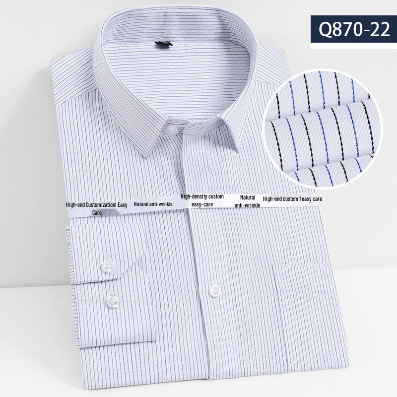 Youth Casual Slim Fit Men's Shirt: Solid Color, Light Business, Turn-Down Collar, Fashion Work Uniform