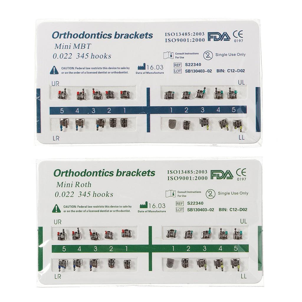 10 шт./Набор Мини Стоматологические Ортодонтические Металлические Брекеты Рот MBT Слот .022 Крючки 3