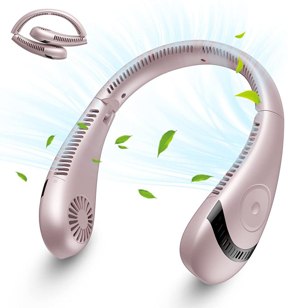 Neck Fan, 5000mAh Foldable Bladeless Neck Fans Portable Rechargeable, 3 Speeds Adjustment 360° Cooling Airflow, Hands Free Wearable Personal Fan,