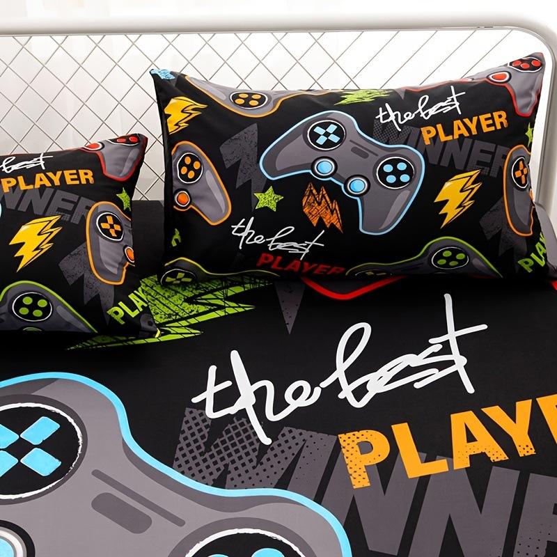 Gamepad Pattern Mattress Three-Piece Digital Printing Bedroom Room School Dormitory Bedding Decoration