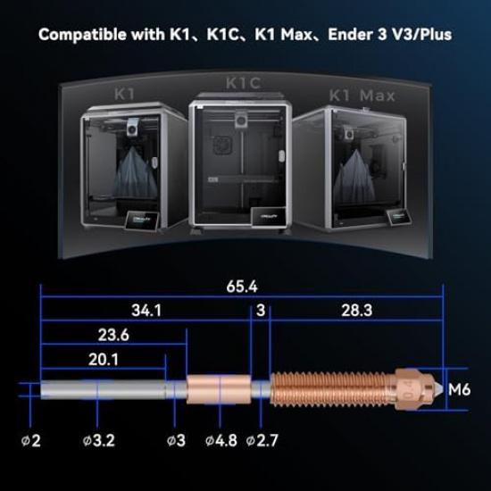 Сопло K1C 0,8*1,0 мм 2 шт. Unicorn Быстросъемное Сопло для Ender 3 V3 Подходит для 3D-принтера K1C/K1 Max Керамический Нагревательный Блок Горячий Конец Запасная Часть, Термическое