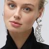 Diamond Simple Line Crescent Earrings Female Hollow Earrings