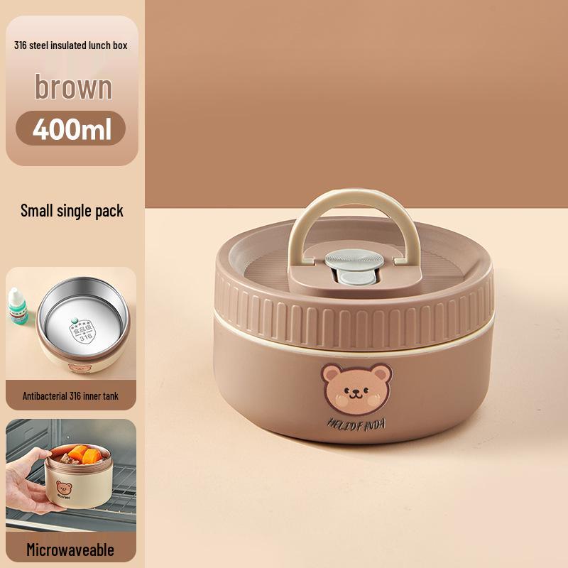 316 Stainless Steel Insulated Double-Layer Microwaveable Bento Lunch Box for Students and Office Workers