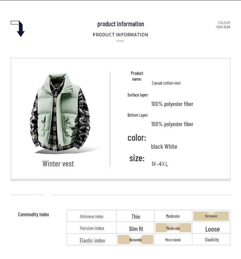 Romon Men's Stand-Collar Padded Vest