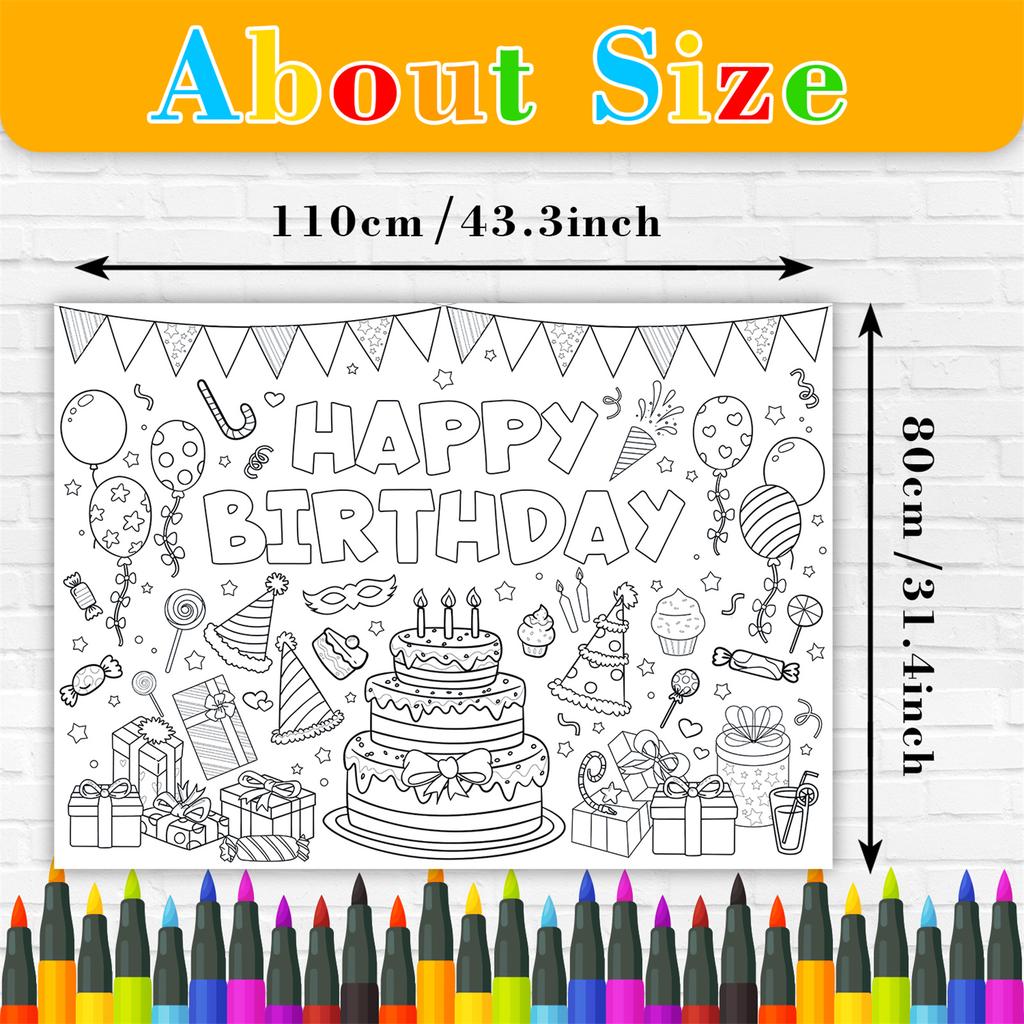 Раскраски на день рождения Книги для рисования для детей Раскраска Плакат Раскраска Скатерть для мальчиков и девочек Космос День рождения Товары для вечеринки 