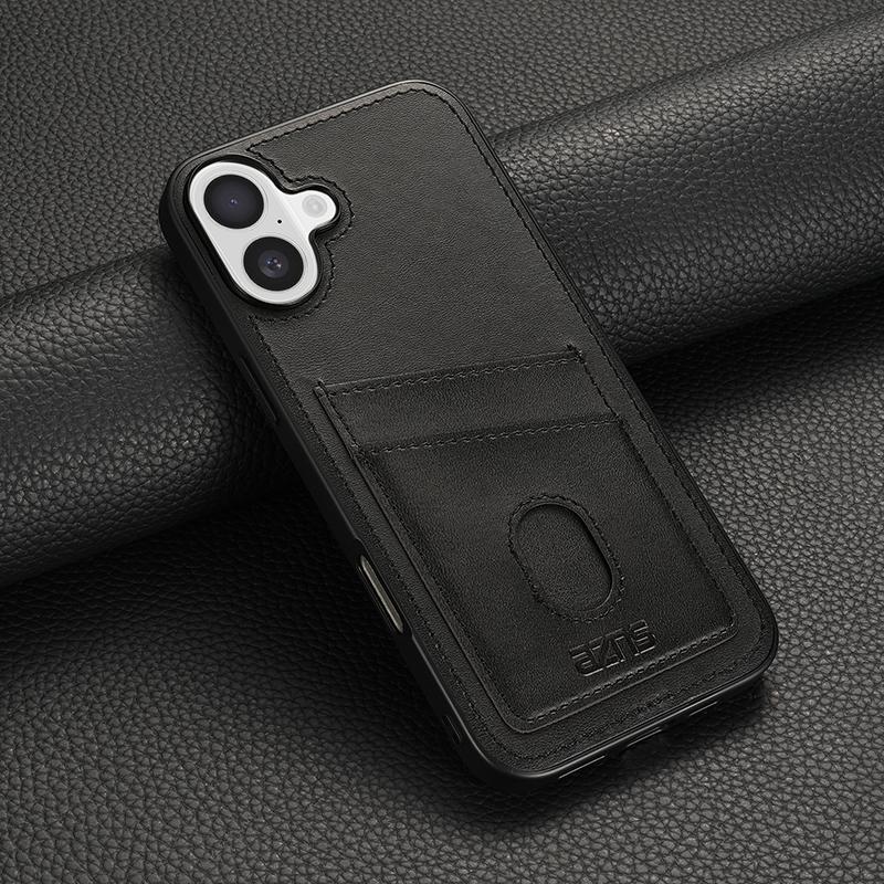 Деловой кожаный чехол с мягким краем для iPhone 16E 15 Pro Max 14 Pro 13 12 11, однотонный, ударопрочный, тонкий, жесткий, задняя крышка из поликарбоната