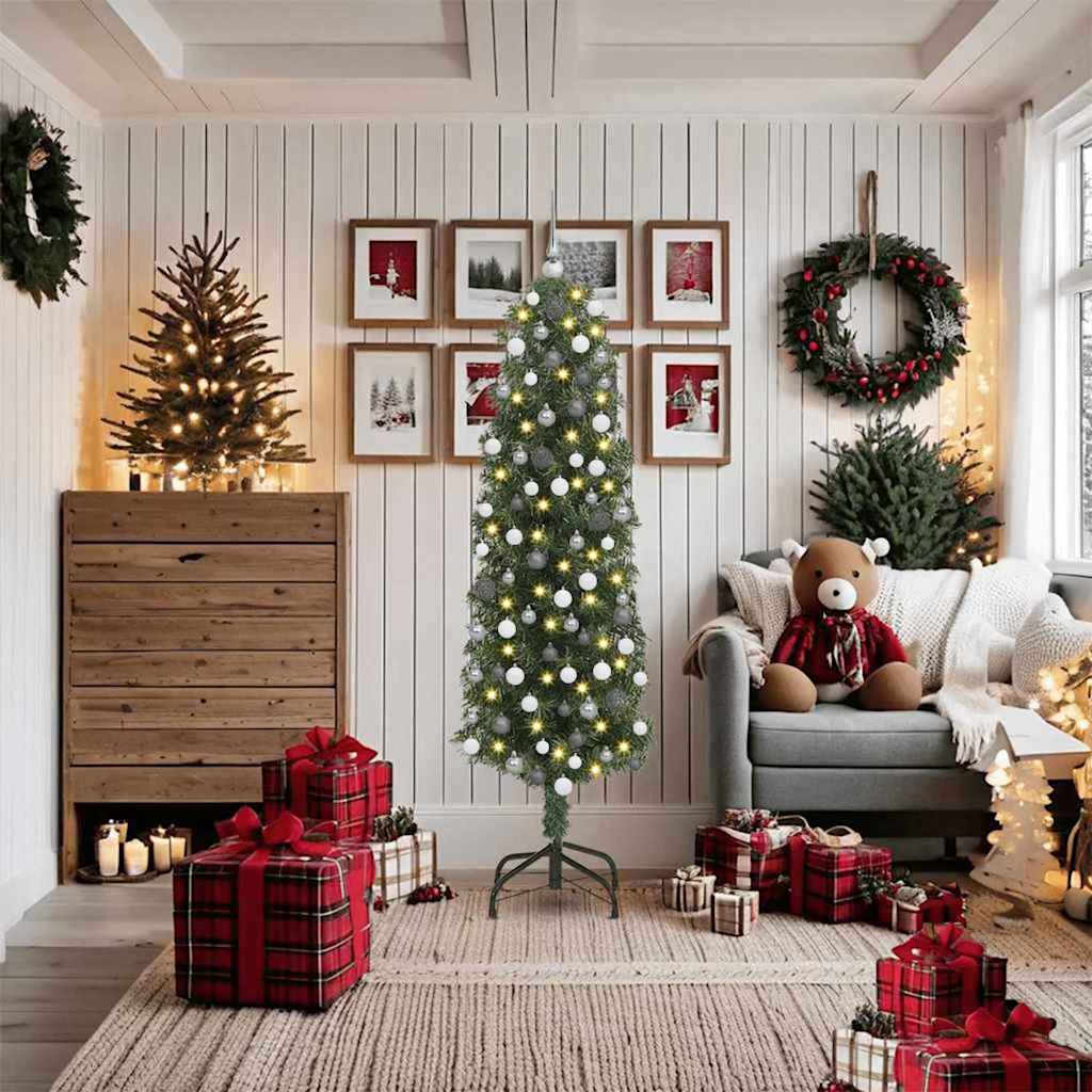 Artificial Christmas Tree with 300 LEDs and Stand Green 180 cm
