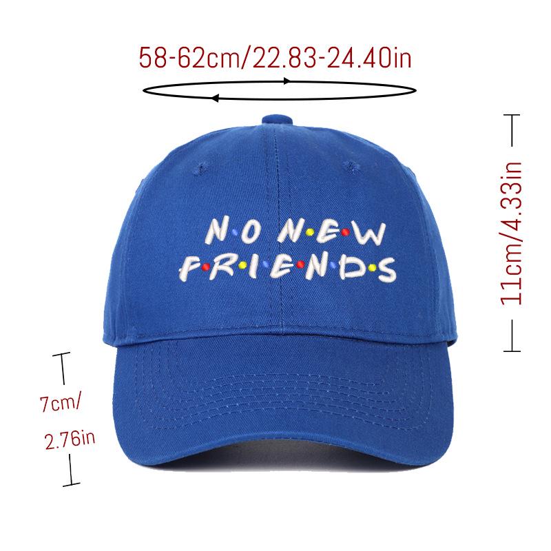 Унисекс Бейсболка в корейском стиле 'No New Friends' с вышивкой и козырьком