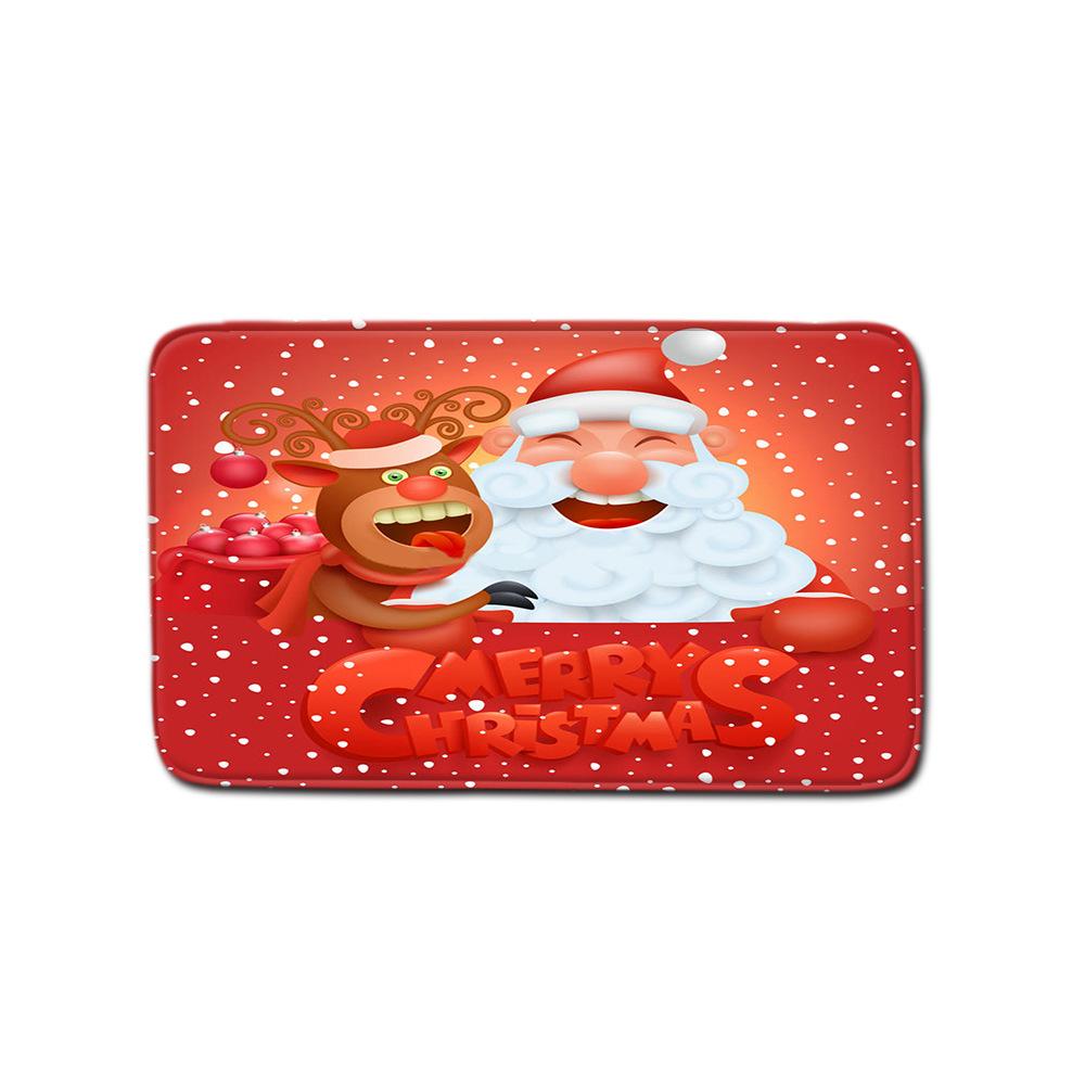 Christmas Waterproof Shower Curtain Four-Piece Floor Mat Combination Set Household Door Mat Bedroom Living Room Carpet