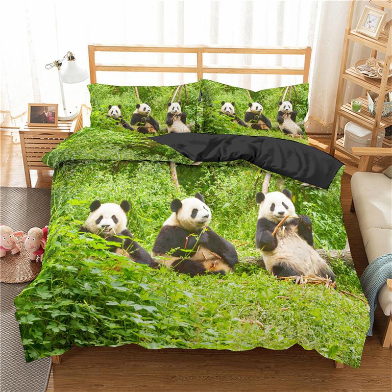 Kids Cute Animals Bedding Set Twin King For Boys Girls Teens 3D Panda Print Duvet Cover Microfiber Comforter Cover Bedroom Decor