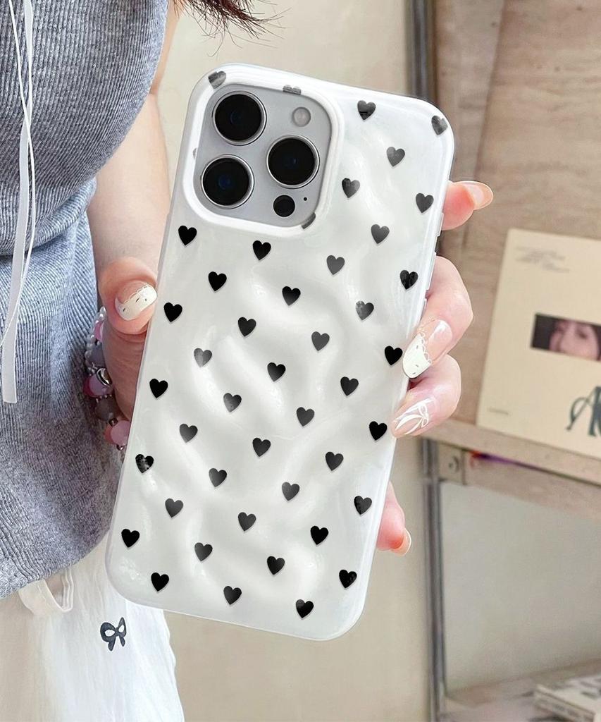 Чехол с сердечками в горошек Для IPhone 17 Air 16 15 14 13 12 11 Pro Max Чехол-бампер Для IPhone 16 15 14 Plus Чехол Funda Coque