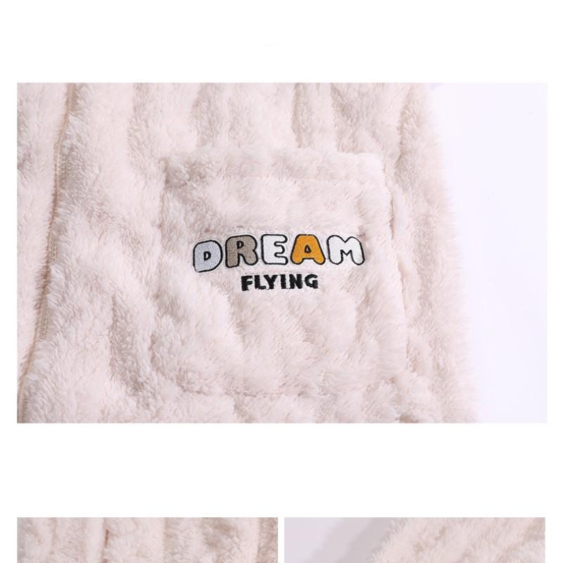 Female Autumn and Winter Coral Velvet Home Clothes Flannel Thickened Winter Plus Velvet Warm Can Be Worn Outside Loose Pajamas Set