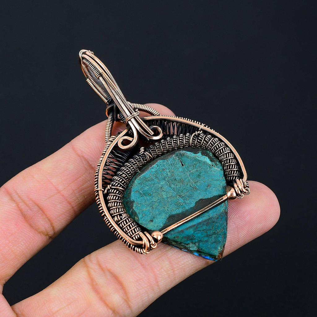 Подвеска из бирюзового драгоценного камня ручной работы из чистой медной проволоки на День памяти