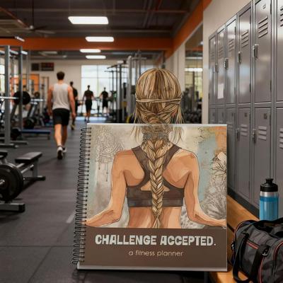 Принятый вызов Фитнес-планировщик 90-дневный журнал упражнений и питания с проверками прогресса, вечерней рефлексией, трекером привычек, журналом приема пищи и тренировок