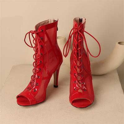 FOREADA Женские полые сандалии Пип-то Стилет Шнуровка Молнии Сексуальный Комфорт Джазовые танцевальные ботинки Женская модная обувь Лето 47