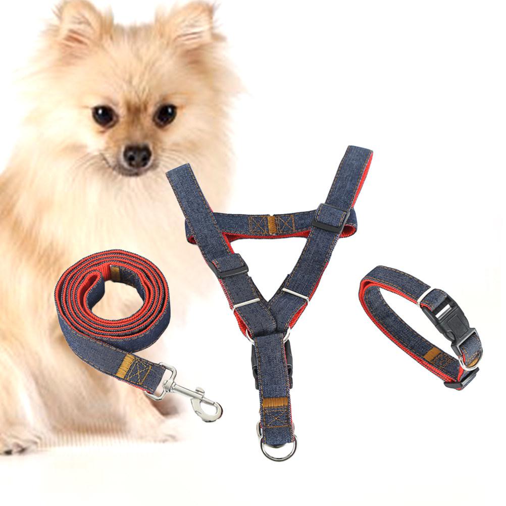 Dog Traction Rope Set Chest Harness Leash for Training Walking Control Gentle Pull Prevention Neck Safe Pet Supplies Red S