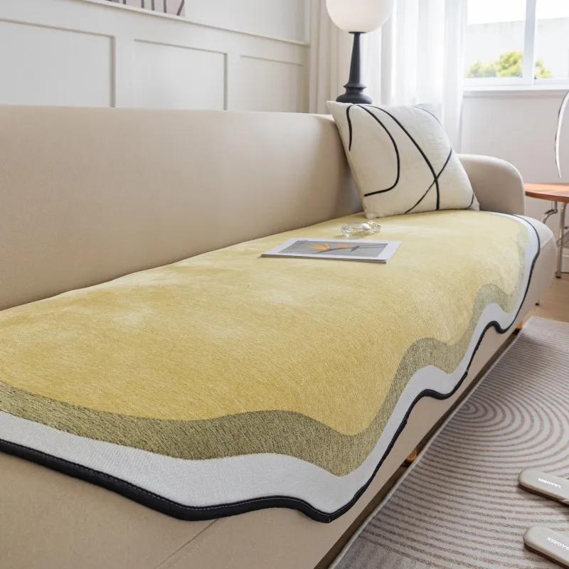 Thicken Chenille Sofa Cushion for Living Room Irregular Shape Non-slip Couch Cover Corner Sofa Cushion Anti Cat Scratch Sofa Mat