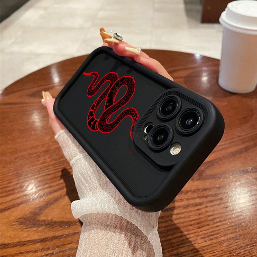 N73 Мягкие чехлы для телефонов с ангельскими глазками и рисунком в виде змеи черного золота для iPhone 15 14 12 11 Pro Max 13 mini 7 8 6S Plus XS Max XR SE противоударный чехол-бампер