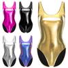 Ayollar sahna chiqishi uchun bodisi S-3XL - Yengsiz, yaltiroq metallik, raqs, yoga, gimnastika uchun leotard, rave kombinezoni
