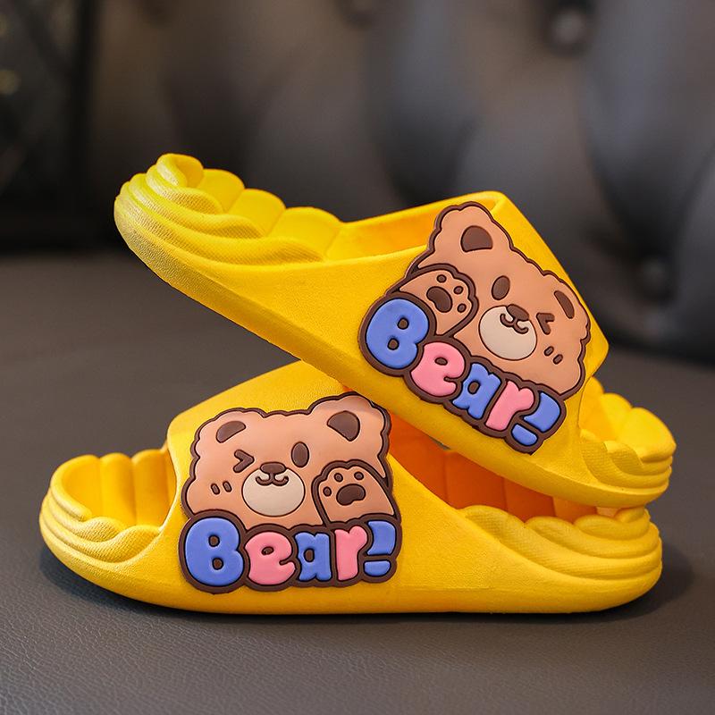 Мальчик мультфильм милый медведь дышащий открытый носок простые пляжные туфли 2024 лето новые девочки кролик милый домашний тапочки детская мода ПВХ