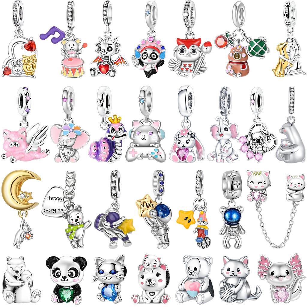 Animal Charms Copper Bear Rabbit Dog Panda Elephant Pig Kapibala Beads Pendants Fit Bracelet Diy Fine Jewelry Gift