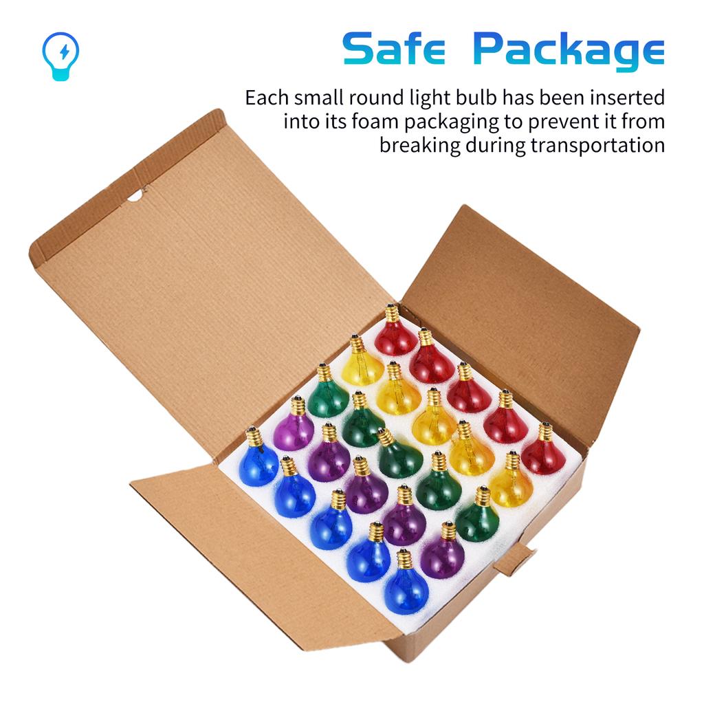 25 шт. G40 вольфрамовая лампа Замена 5 цветов 7 Вт 220-240 В глобусная лампа E12 цокольные лампочки для