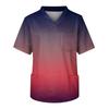 Men's Printing Short Sleeve V-neck Working Blouse Chest Pocket Carer Top