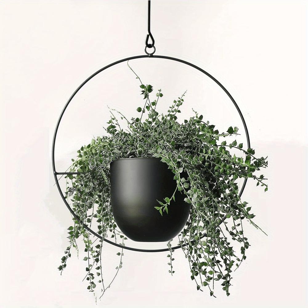 1 Pc Modern Metal Hanging Planter - Sleek Wall and Ceiling Decor with Hooks for Indoor and Outdoor Plants, Minimalist Flower Pot