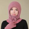 Knitted Wool Hat with Lace-Up Adjustment Velvet Lining Face Neck Protection Riding Headgear Winter Warmth Hat