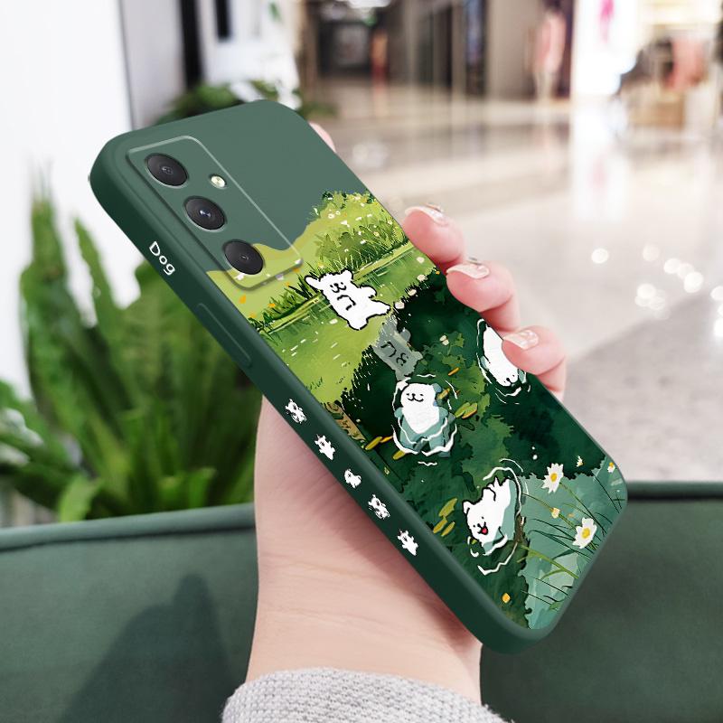 Чехол для телефона 'Щенок в деревне' для Samsung Galaxy A37 A57 Жидкий силиконовый чехол