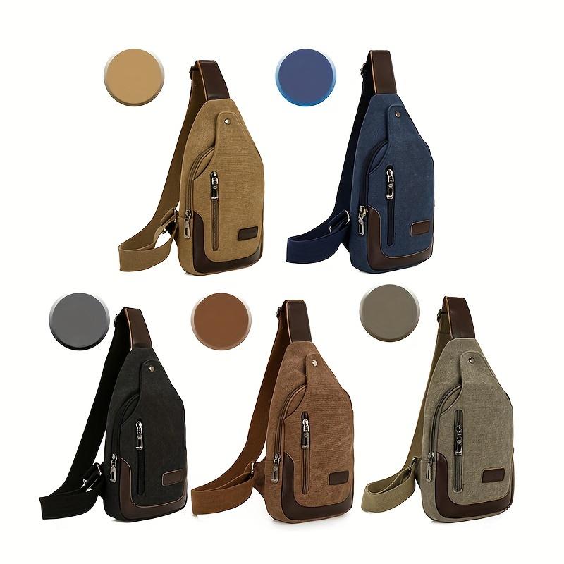 1 шт. Мужская походная холщовая нагрудная сумка, однотонная износостойкая большая вместительная нагрудная сумка