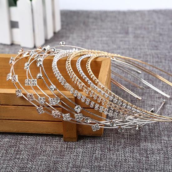 Повязка на голову Легкая Блестящие Стразы Сплав Двухрядные Повязки на голову для Вечеринки