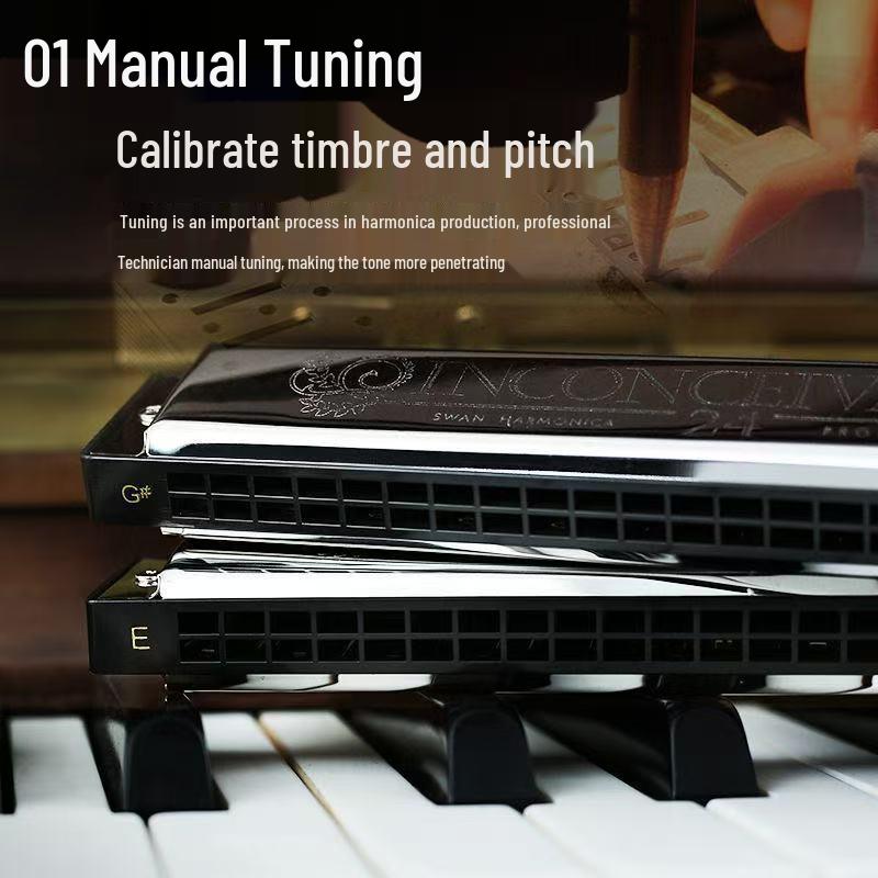 Набор губных гармоник Swan: 24-луночный, 7-предметный, 12-предметный Ящик для Студентов и Взрослых. Включает клавиши от A до G, идеально подходит для начинающих.