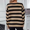Женский полосатый свитер с круглым вырезом и длинным рукавом, цветные трикотажные топы, повседневные трикотажные пуловеры, свитера, модная одежда на осень