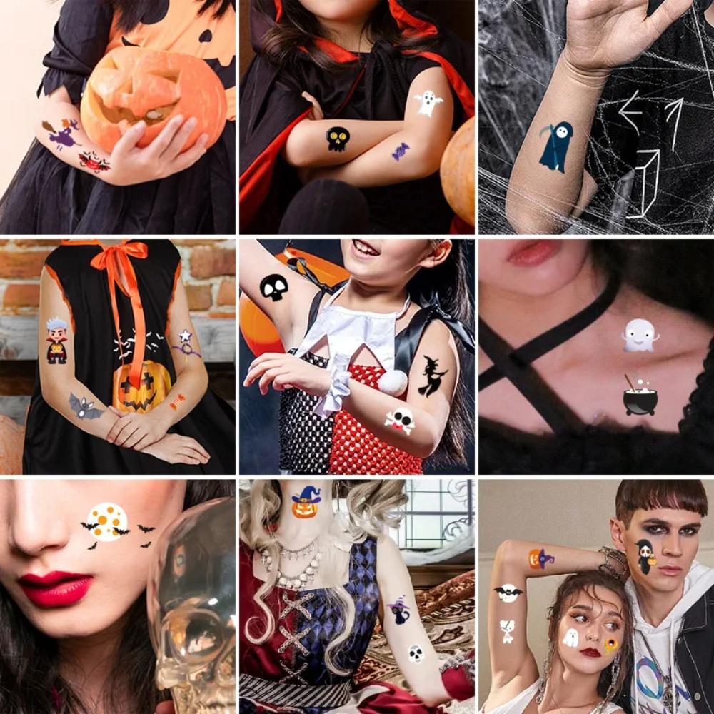 10Pcs Halloween Pumpkins Tattoo Stickers Luminous Temporary Waterproof Stickers For Face  Body Tattoo Kids Halloween Party Props