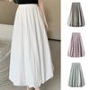 Spring Bubble Maxi Skirt Elastic High Waist A-Line Skirt Solid Color Lantern Skirt Ankle-Length Ruffled