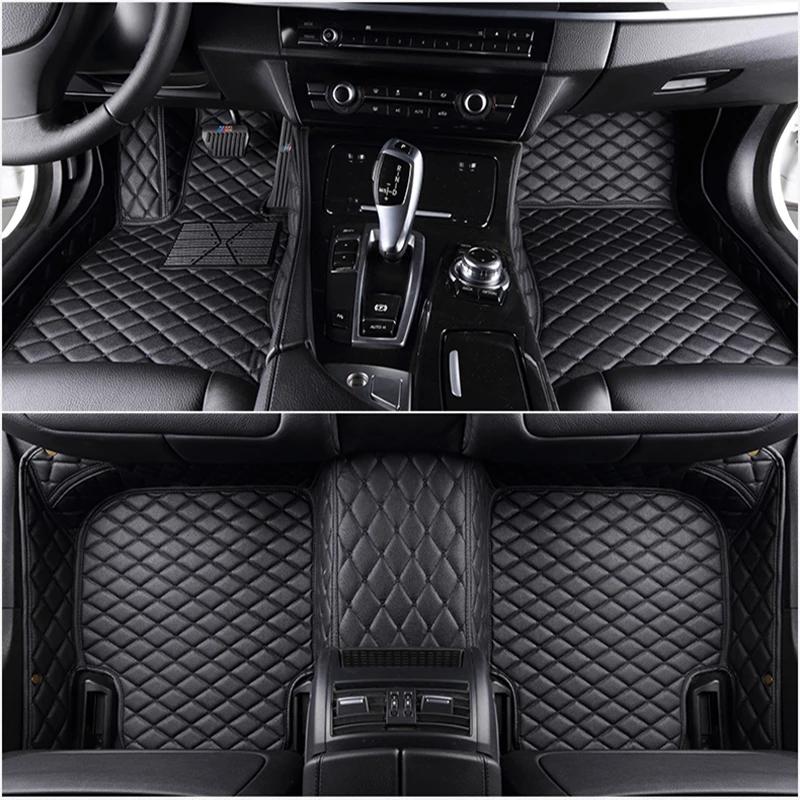 Car Floor Mats For Mitsubishi Outlander 2003- 2016 2017 2018 Flash Mat Leather Custom Foot Pads Automobile Carpet Cover