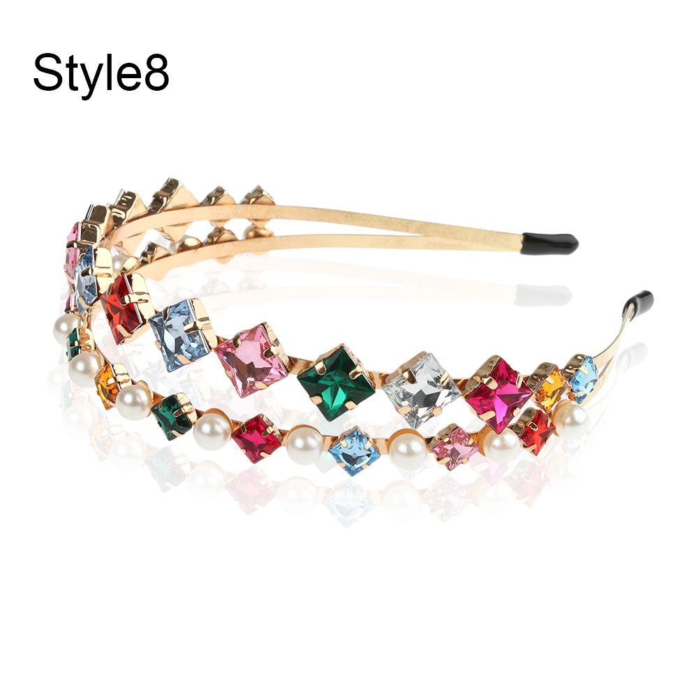 Fashion Baroque Style Party Jewelry Gifts Pearl Hair Band Gem Crystal Rhinestone Headband Head Wrap
