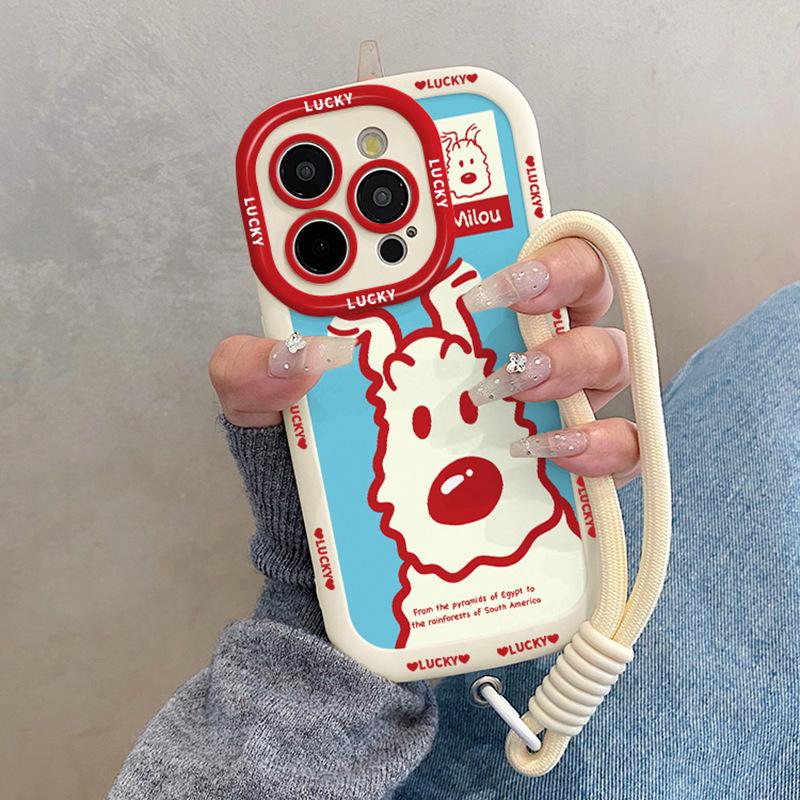 Curve Puppy Suitable for Iphone16promax Puff Mobile Phone Case Apple 15plus14 Silicone 13 Cartoon 12