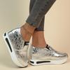 Модные Элегантные Серебристые Кроссовки на Платформе из Искусственной Кожи для Женщин с Принтом Букв Слипоны Повседневная Обувь для Женщин Легкая Вулканизированная Обувь Mujer