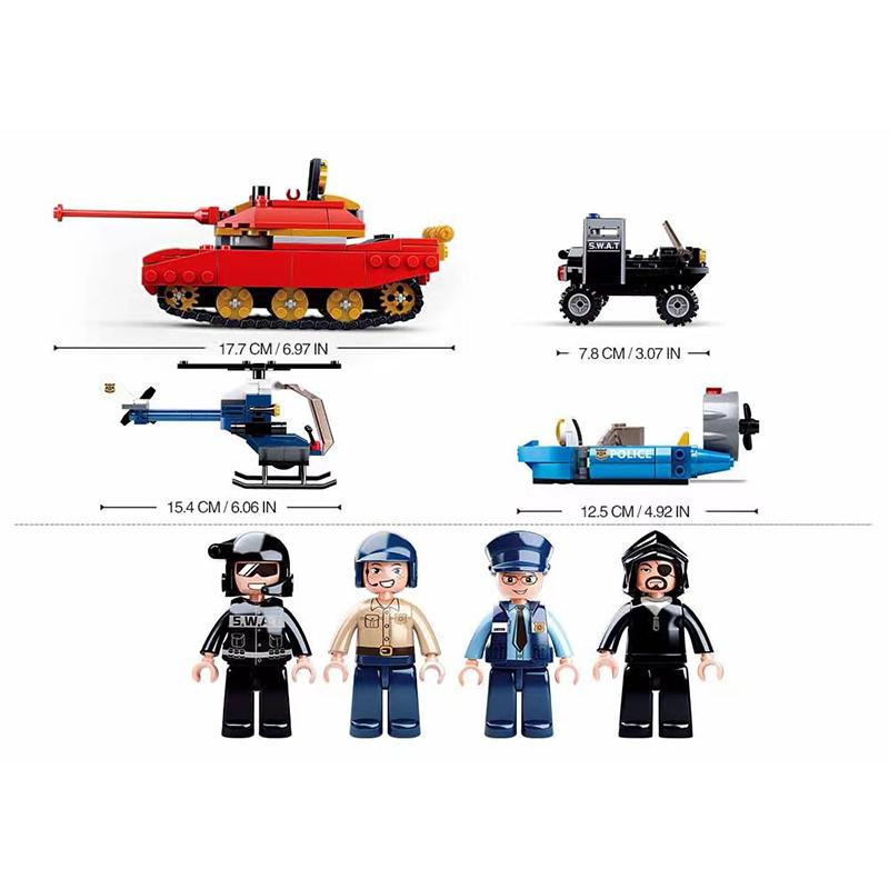 Полицейская машина, самолет, лодка, внедорожник, автомобильная станция, боевое оружие, набор для атаки, модель, строительные блоки, игрушки, кирпичи, подарки для детей