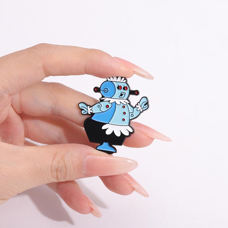 Nanny Robot Enamel Pins Custom Family Comedy TV Series Brooches Lapel Badges Cartoon Funny Jewelry Gift for Kids Friends