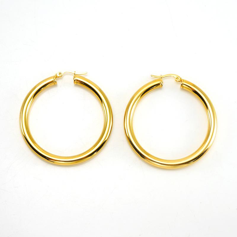 Новые серьги-кольца из золота и нержавеющей стали, модные аксессуары для поездок на работу, текстурированные серьги из титановой стали 18 карат