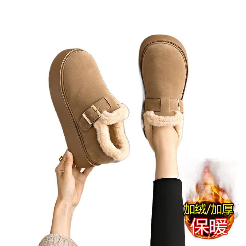 Зимние теплые Birkenstock на толстой подошве, из бархата, Doudou, хлопковые ботинки, сноубутсы