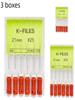 3boxes,6Pcs/Box Dental K Files 21mm/25mm Hand Use Files Stainless Steel Root Canal Files Dentistry Endodontic Instruments